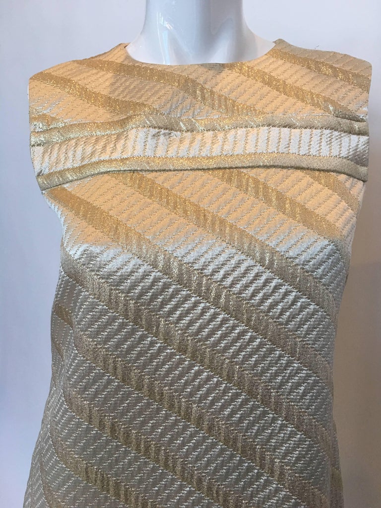 Mod Jackie O Style 1960's Gold Matching Coat and Dress 2 Piece Ensemble