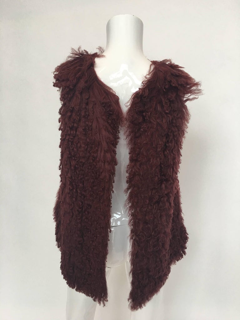 Fendi for Bergdorfs 1970's Maroon Curly Lamb Vest