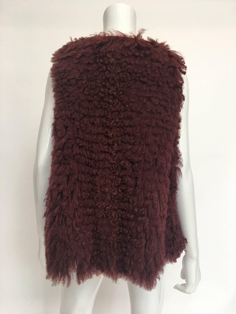 Fendi for Bergdorfs 1970's Maroon Curly Lamb Vest