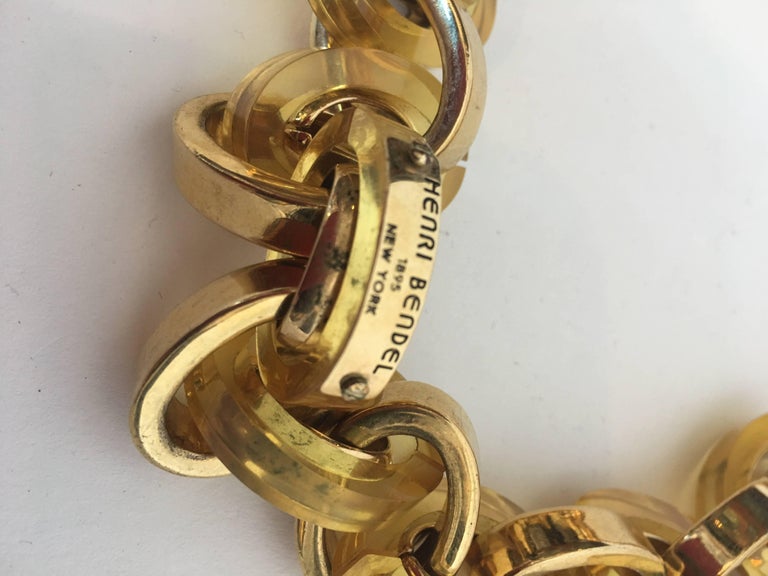 Henri Bendel 1980's Lucite and Gold Tone Link Necklace/Belt
