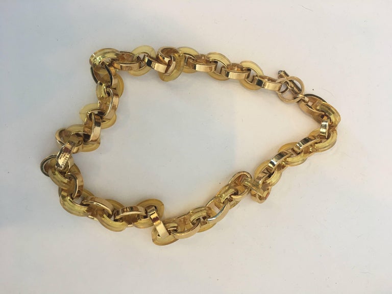 Henri Bendel 1980's Lucite and Gold Tone Link Necklace/Belt