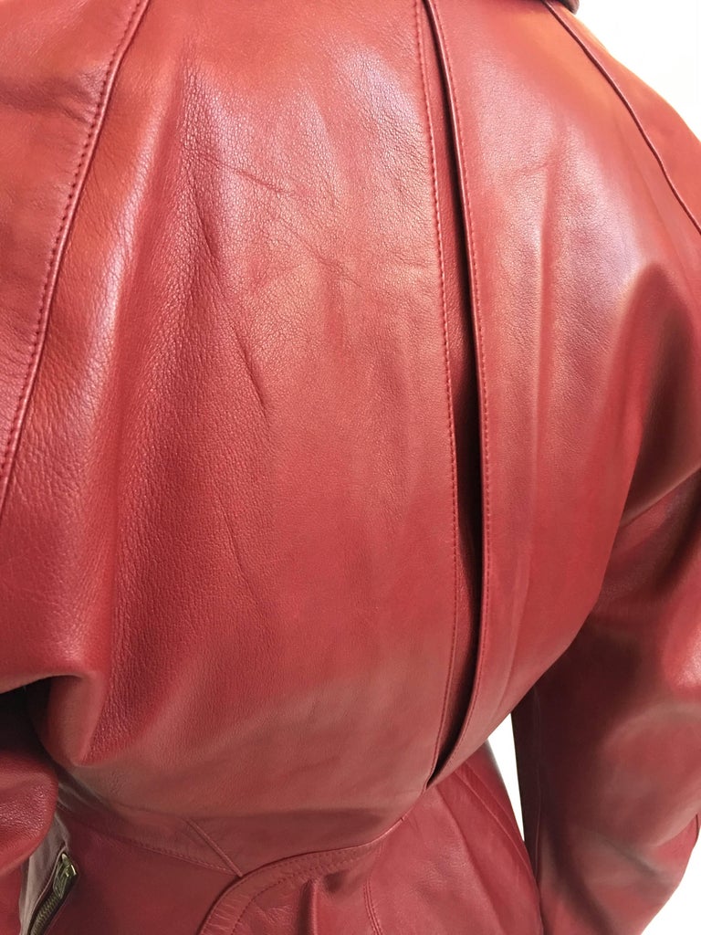 Alaïa 1980's Red Leather Skirt Suit
