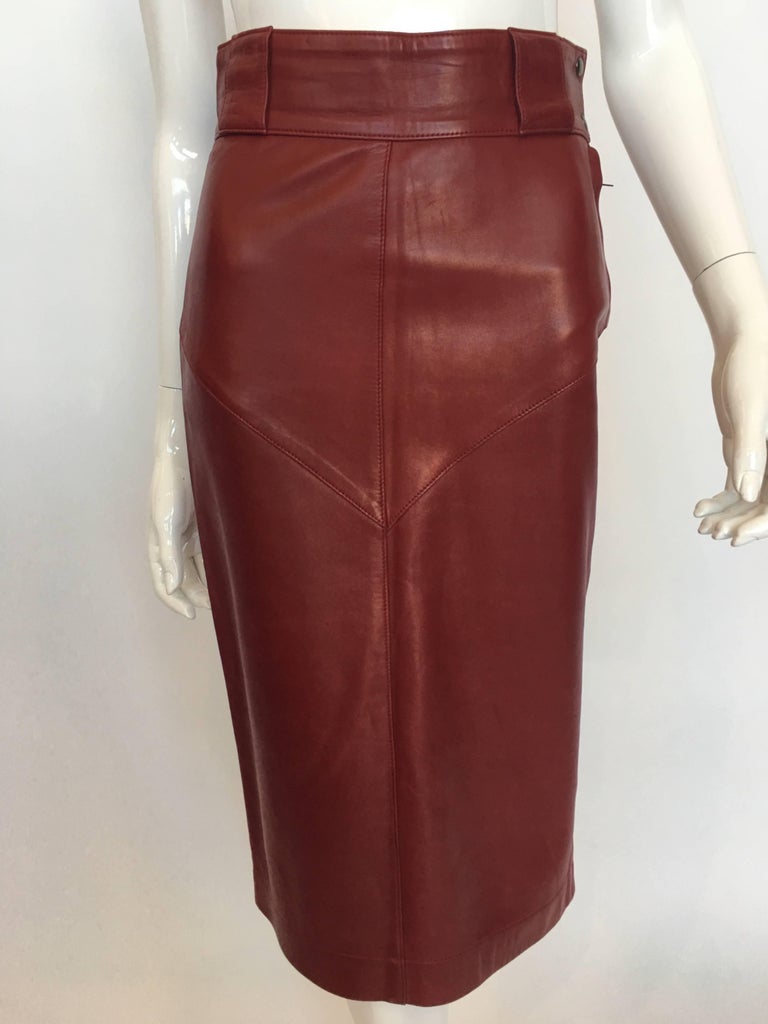 Alaïa 1980's Red Leather Skirt Suit