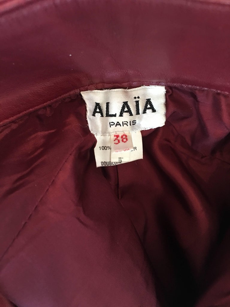 Alaïa 1980's Red Leather Skirt Suit