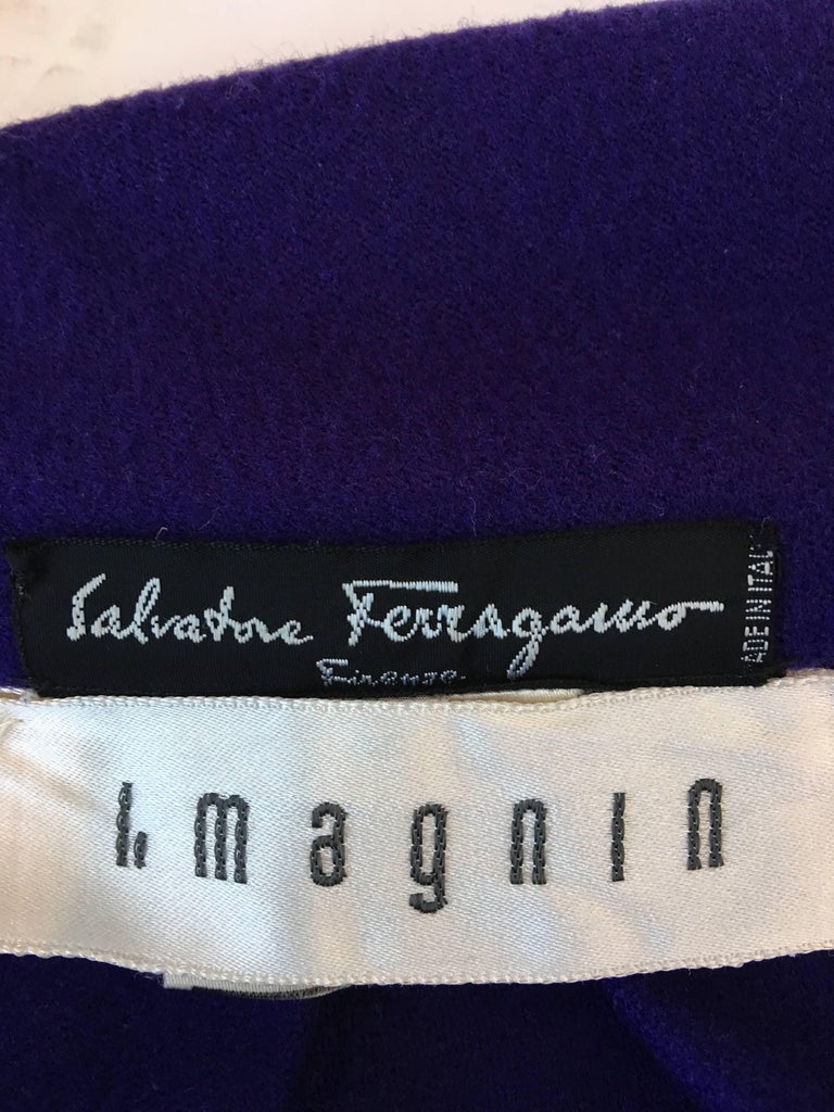 Ferragamo Purple Wool Cape Style Coat