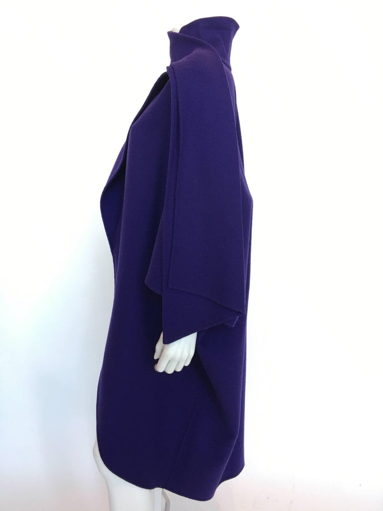 Ferragamo Purple Wool Cape Style Coat