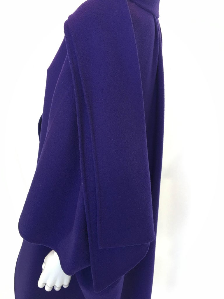 Ferragamo Purple Wool Cape Style Coat