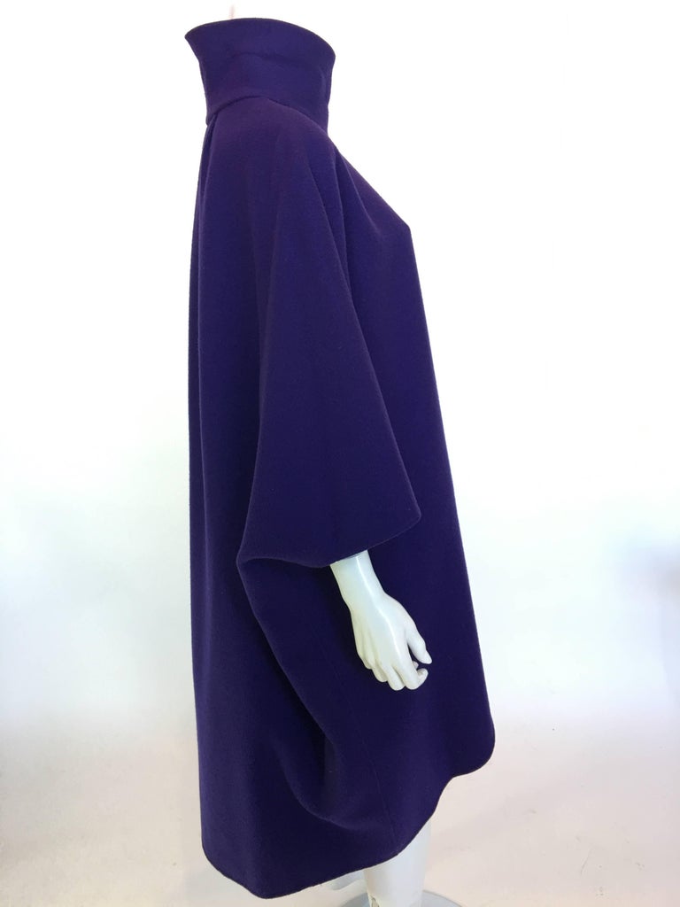 Ferragamo Purple Wool Cape Style Coat