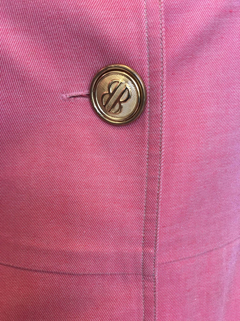 Bill Blass 1990's Salmon Pink Button Up Uniform Suit Dress