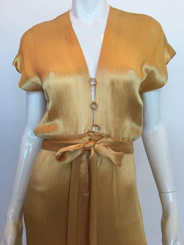 Hollys Harp 1970's Gold Silk Evening Gown