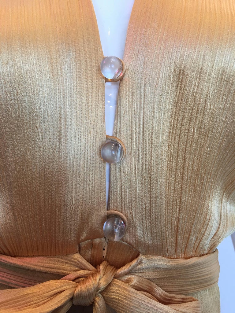 Hollys Harp 1970's Gold Silk Evening Gown