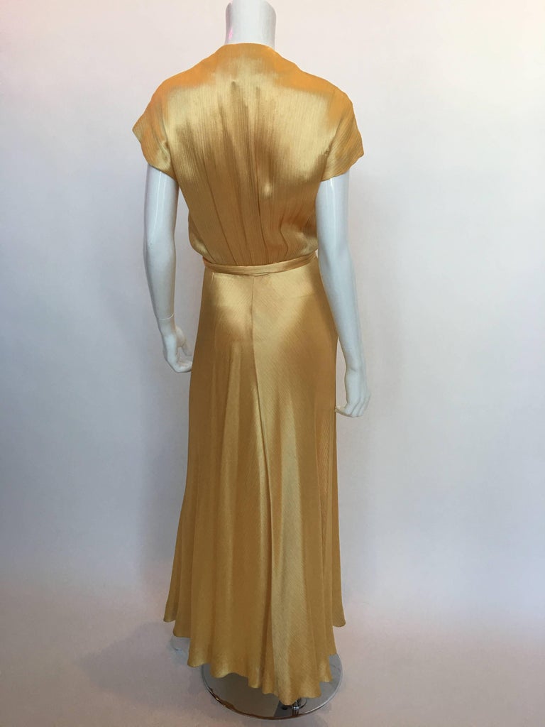 Hollys Harp 1970's Gold Silk Evening Gown