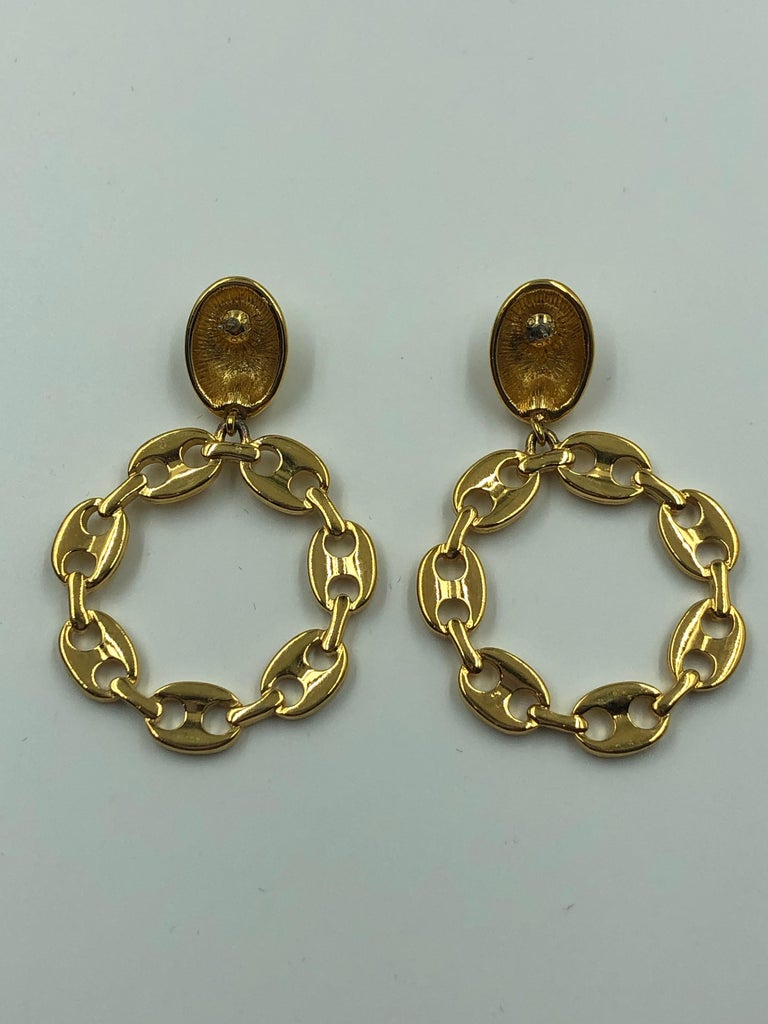 Monet Gucci Style Link Round Pierced Earrings