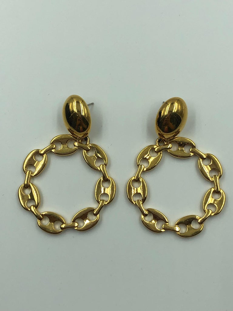 Monet Gucci Style Link Round Pierced Earrings