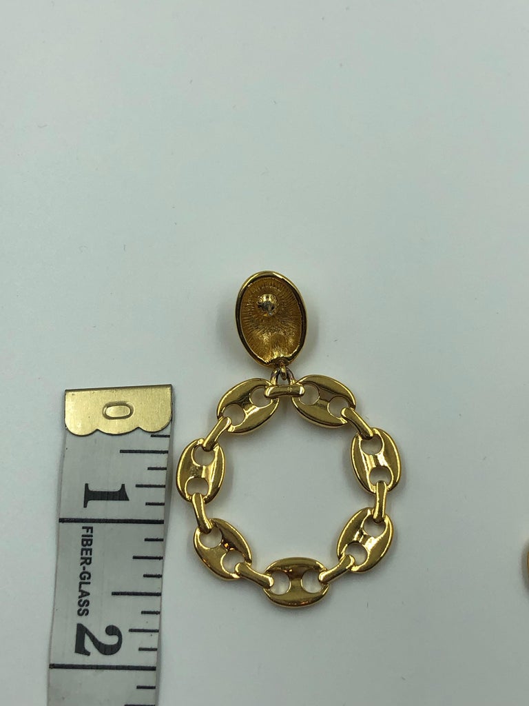Monet Gucci Style Link Round Pierced Earrings