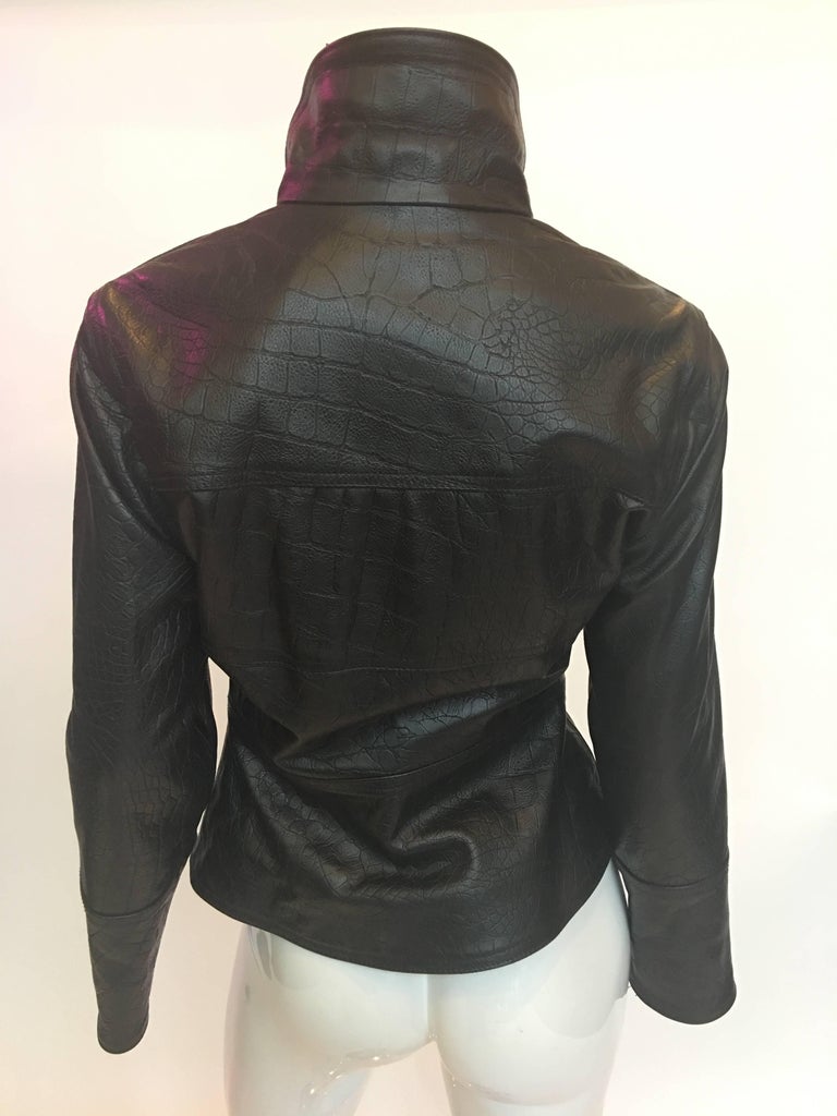Versace 1990's Lizard Embossed Leather Jacket