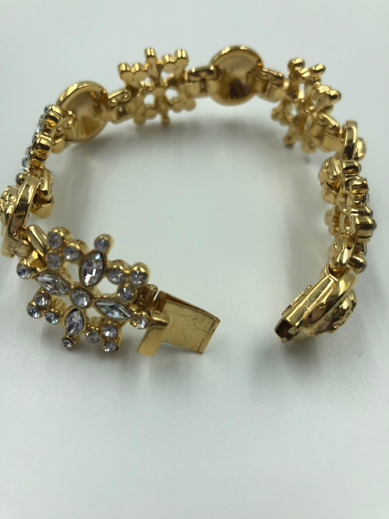 Versace Medusa Head with Rhinestone & Gold Tone Cocktail Bracelet