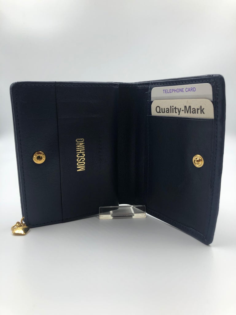 Moschino Midnight Blue Heart Quilted Small Logo Wallet