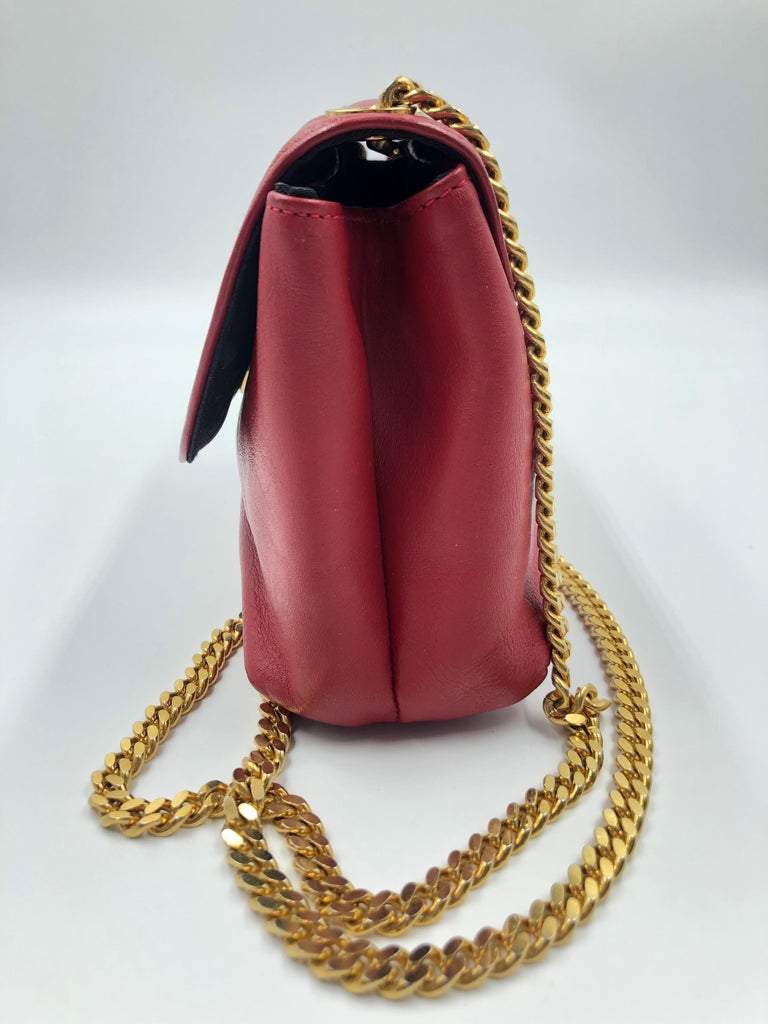 Paloma Picasso Red Leather Gold Chain Crossbody Disco Bag