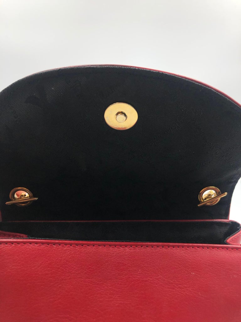 Paloma Picasso Red Leather Gold Chain Crossbody Disco Bag