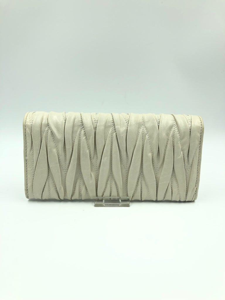 Miu Miu Ivory Matelassé Leather Wallet