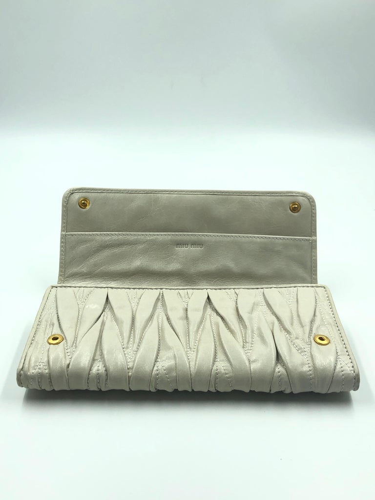 Miu Miu Ivory Matelassé Leather Wallet