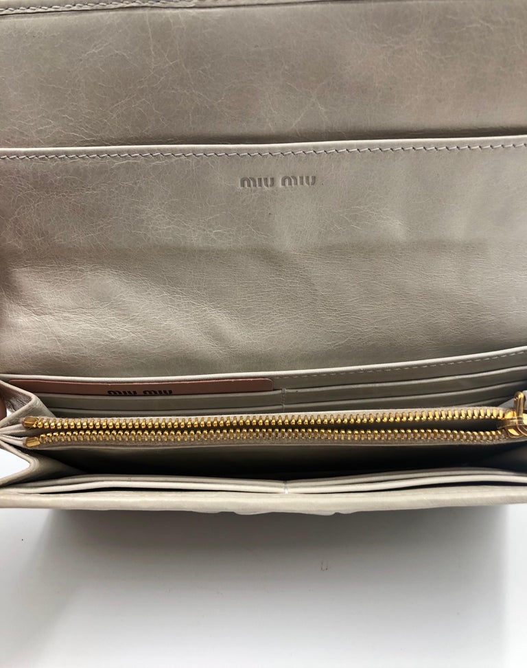 Miu Miu Ivory Matelassé Leather Wallet