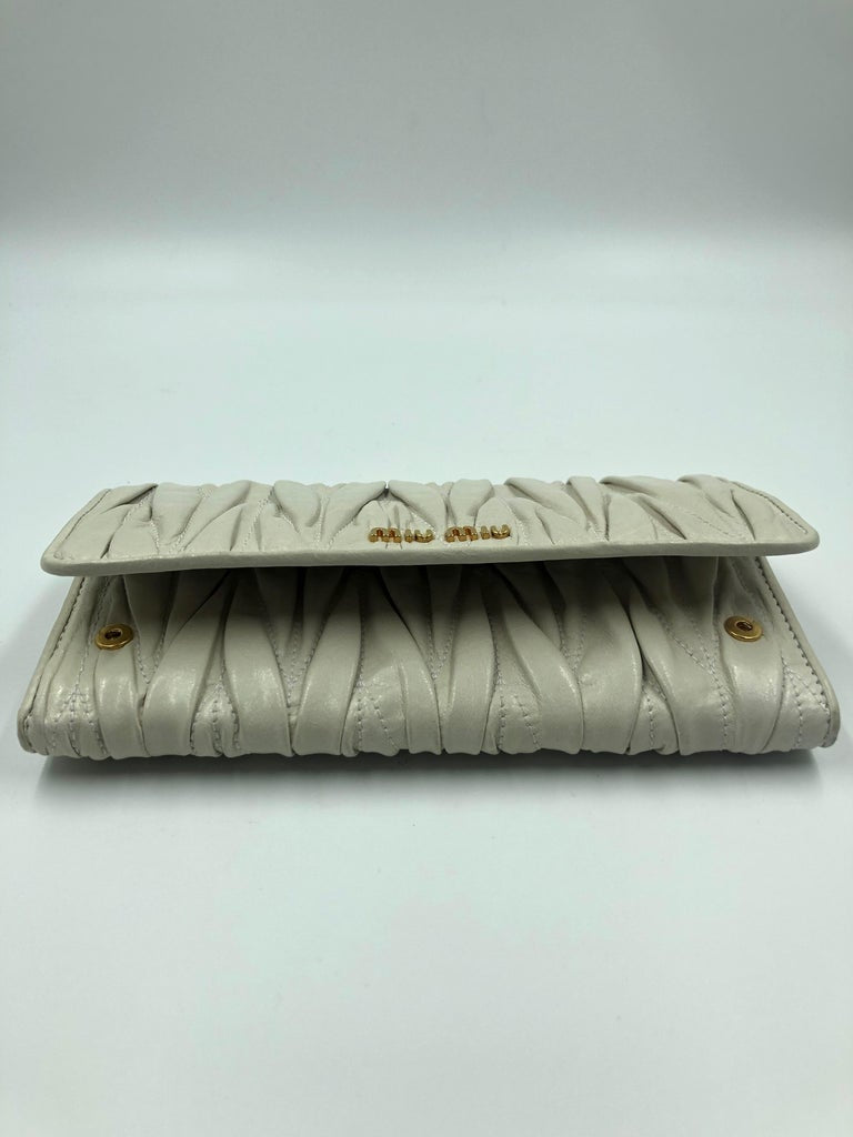 Miu Miu Ivory Matelassé Leather Wallet