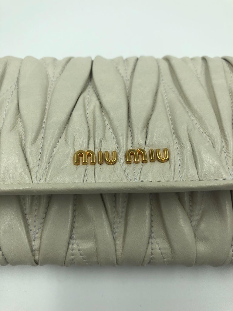 Miu Miu Ivory Matelassé Leather Wallet