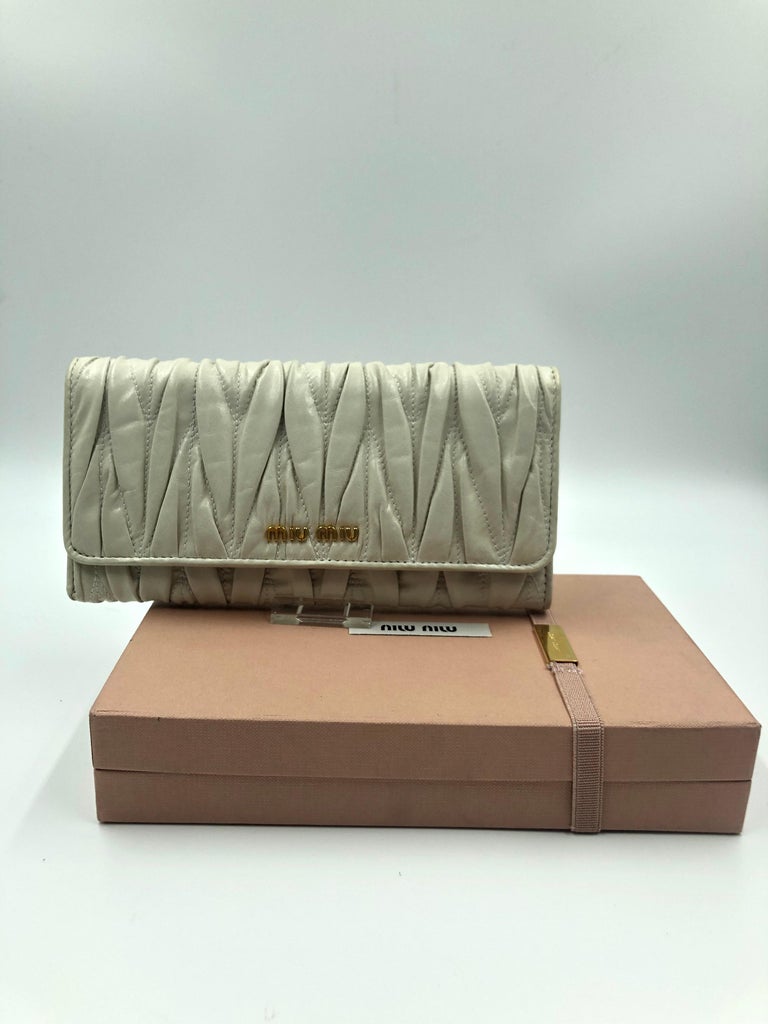 Miu Miu Ivory Matelassé Leather Wallet