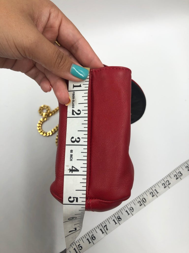 Paloma Picasso Red Leather Gold Chain Crossbody Disco Bag