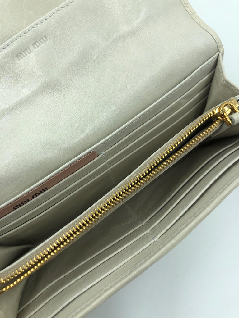 Miu Miu Ivory Matelassé Leather Wallet