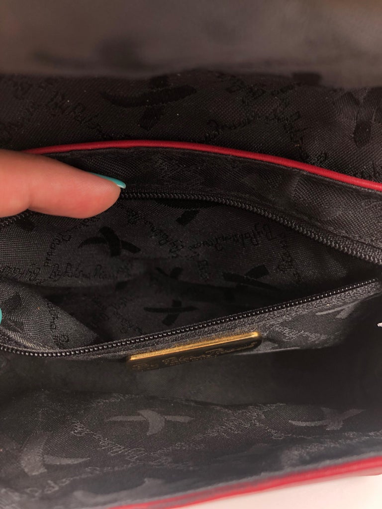 Paloma Picasso Red Leather Gold Chain Crossbody Disco Bag