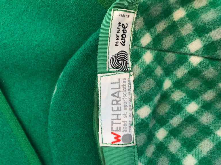 1960's Weatherall Green & White Check Reversible Wool Capelet & Skirt Set
