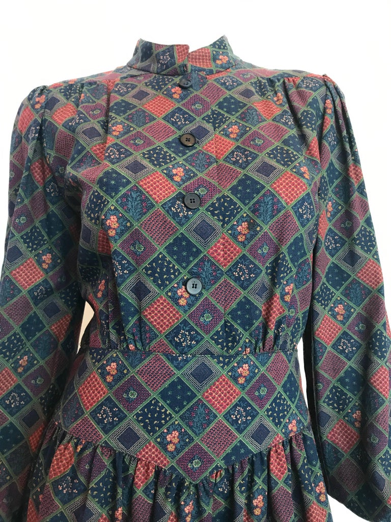 Givenchy 1970's Wool Dress with Nehru Collar