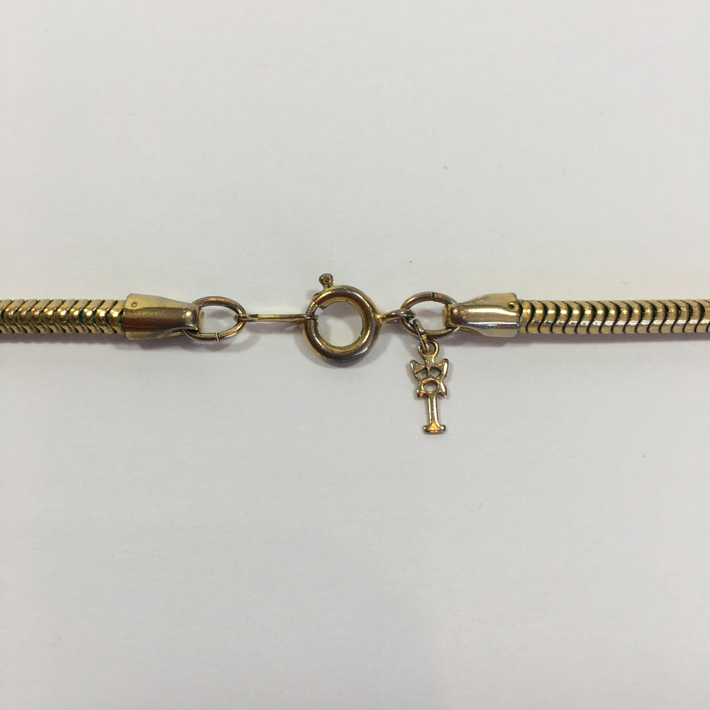 Trifari Circular Design Gold Tone Necklace with Round Snake Chain