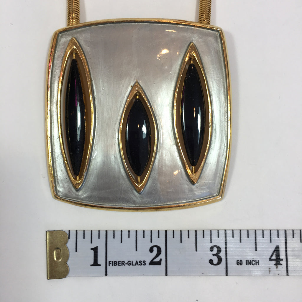 Pierre Cardin Mid-Century Modern Gold Tone and Enamel Necklace
