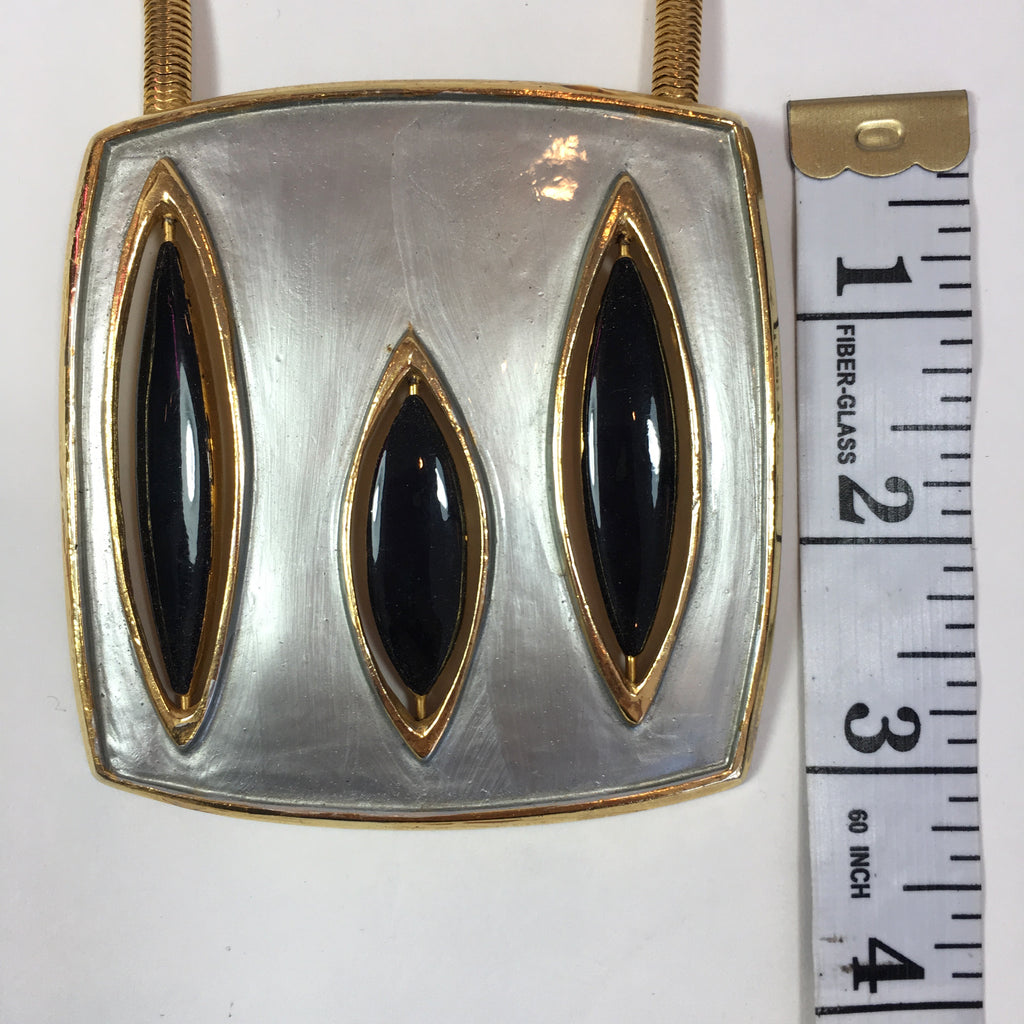 Pierre Cardin Mid-Century Modern Gold Tone and Enamel Necklace