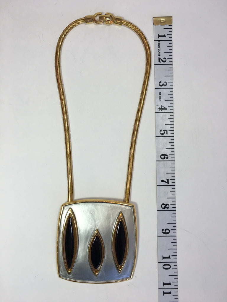 Pierre Cardin Mid-Century Modern Gold Tone and Enamel Necklace