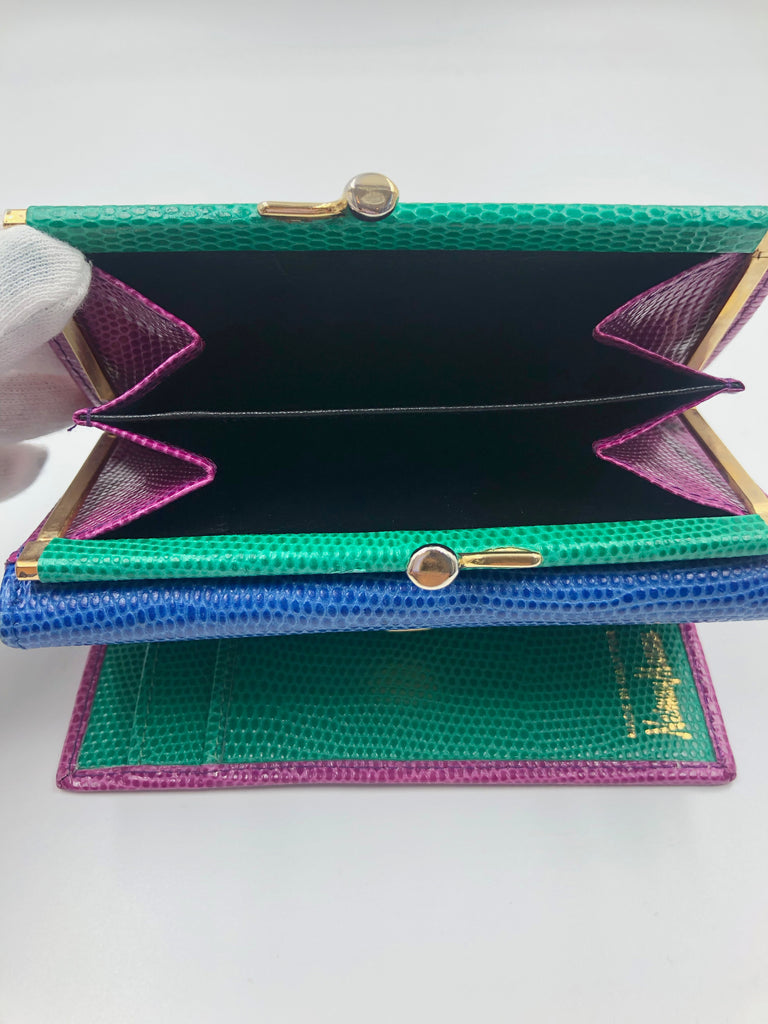 Neiman Marcus Multicolor Trifold Leather Wallet and Change Purse