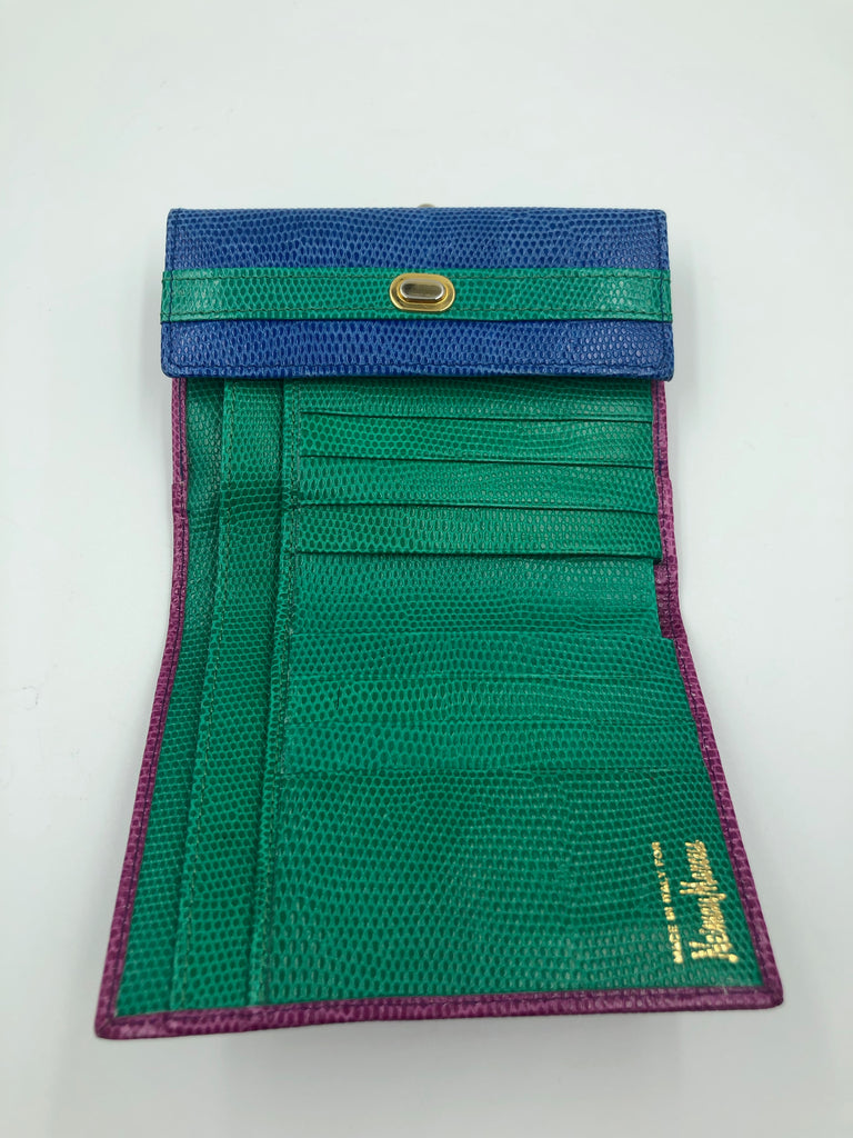 Neiman Marcus Multicolor Trifold Leather Wallet and Change Purse