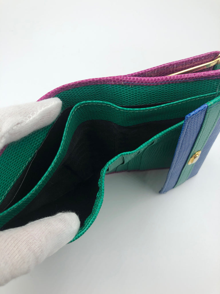 Neiman Marcus Multicolor Trifold Leather Wallet and Change Purse