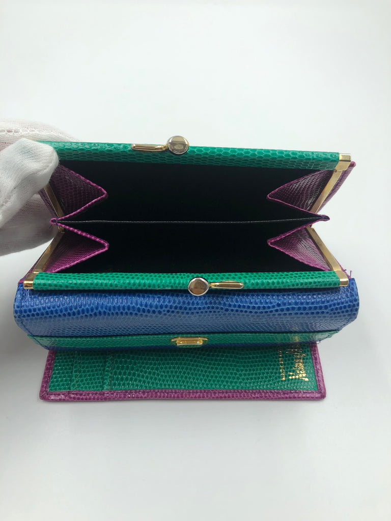 Neiman Marcus Multicolor Trifold Leather Wallet and Change Purse