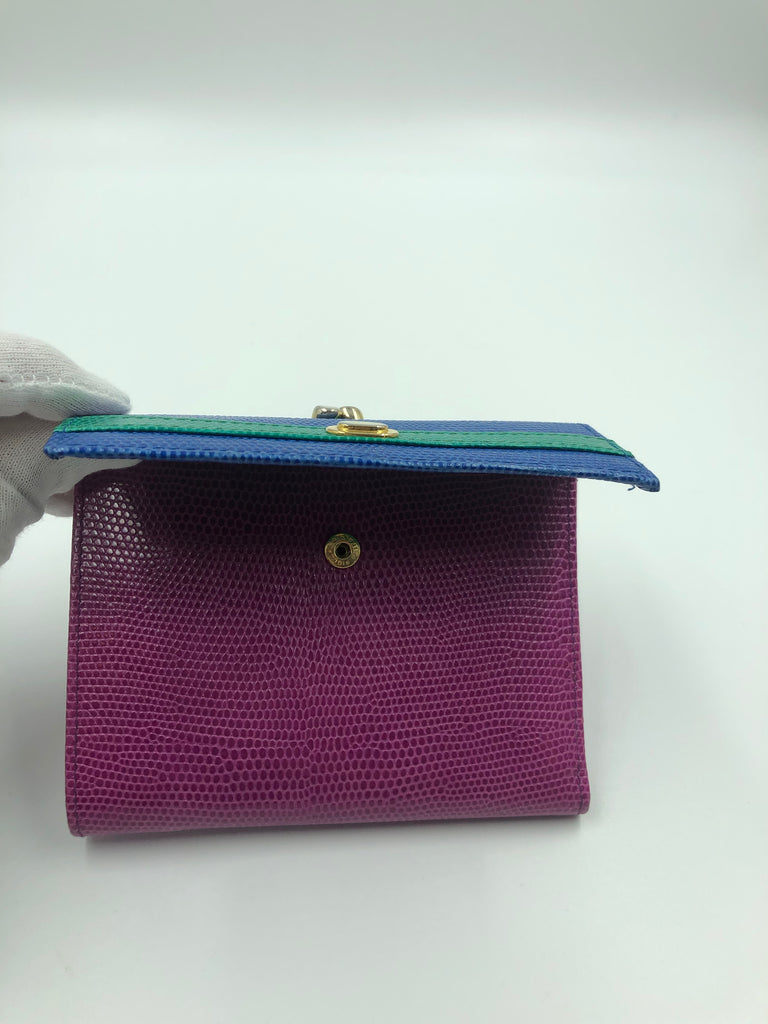 Neiman Marcus Multicolor Trifold Leather Wallet and Change Purse