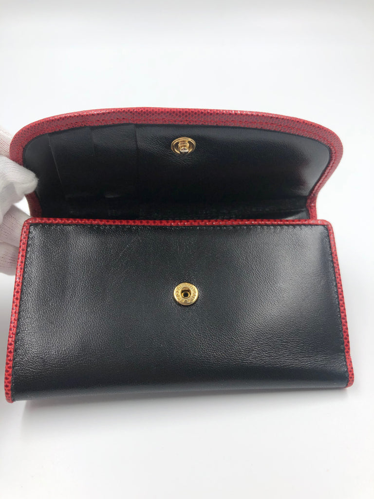 Judith Lieber Black Wallet with  Red Trim