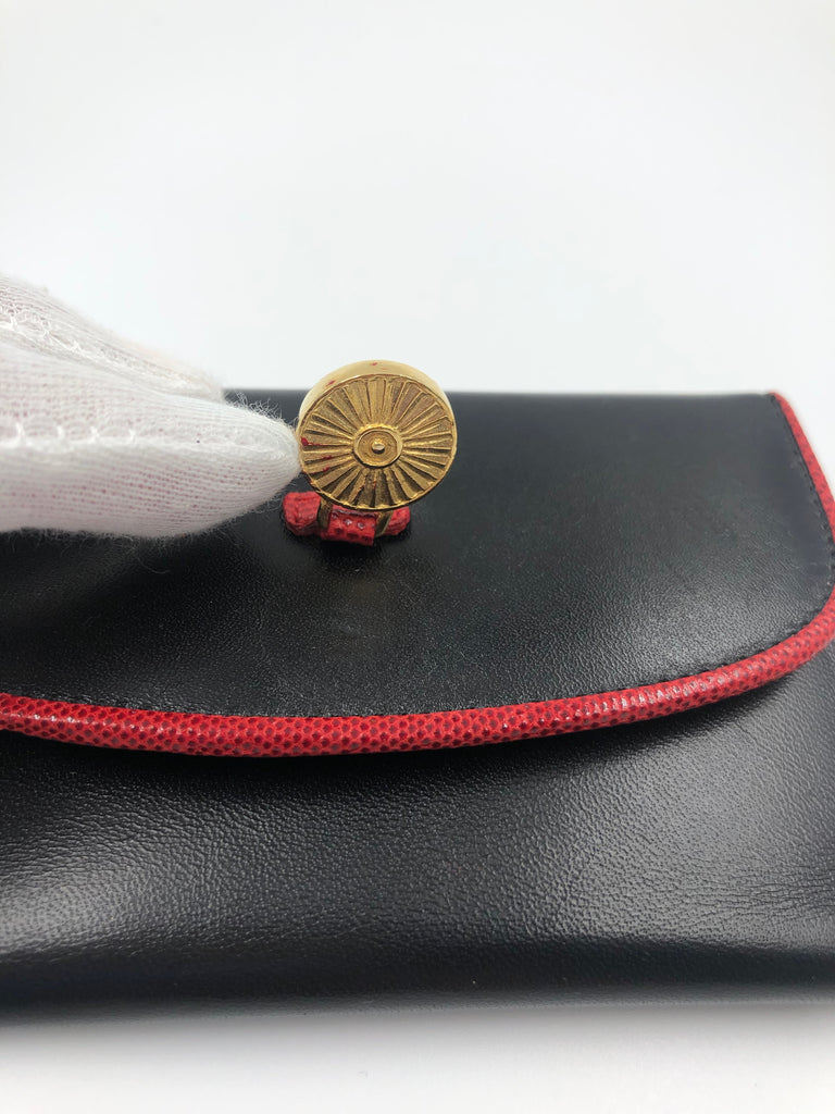 Judith Lieber Black Wallet with  Red Trim
