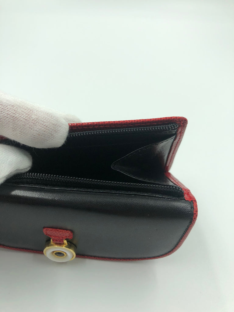 Judith Lieber Black Wallet with  Red Trim