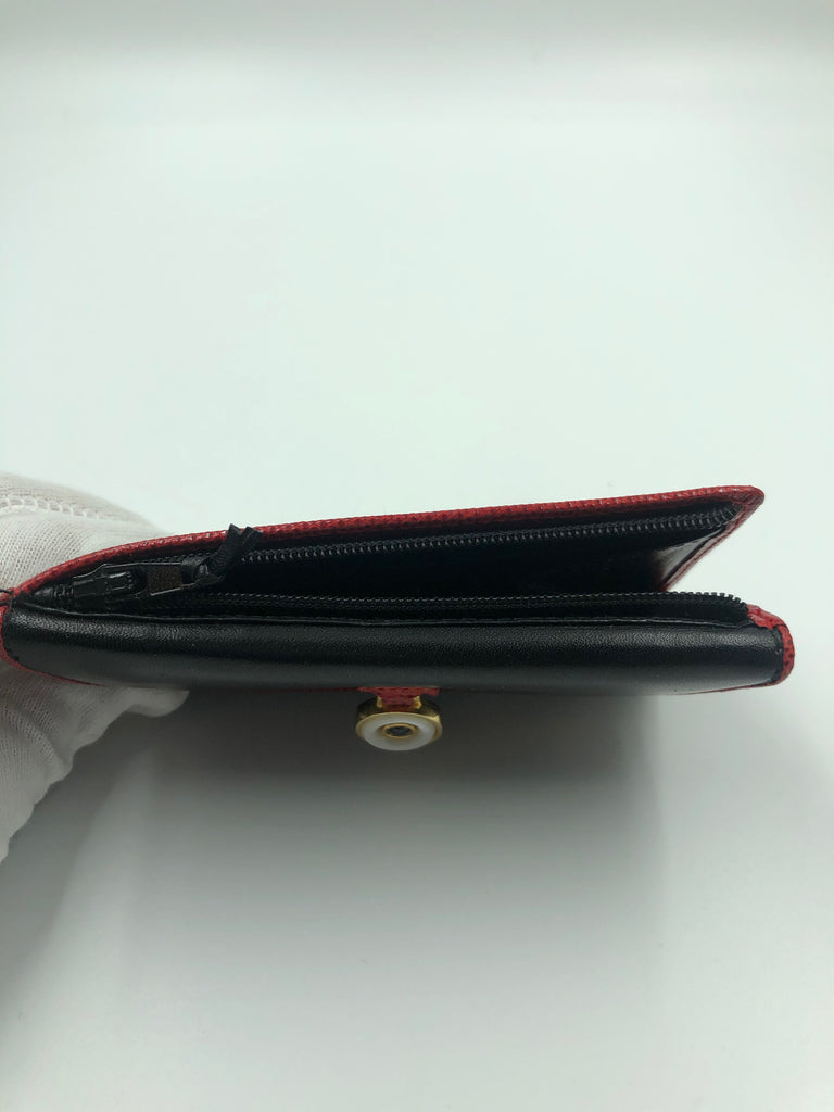 Judith Lieber Black Wallet with  Red Trim