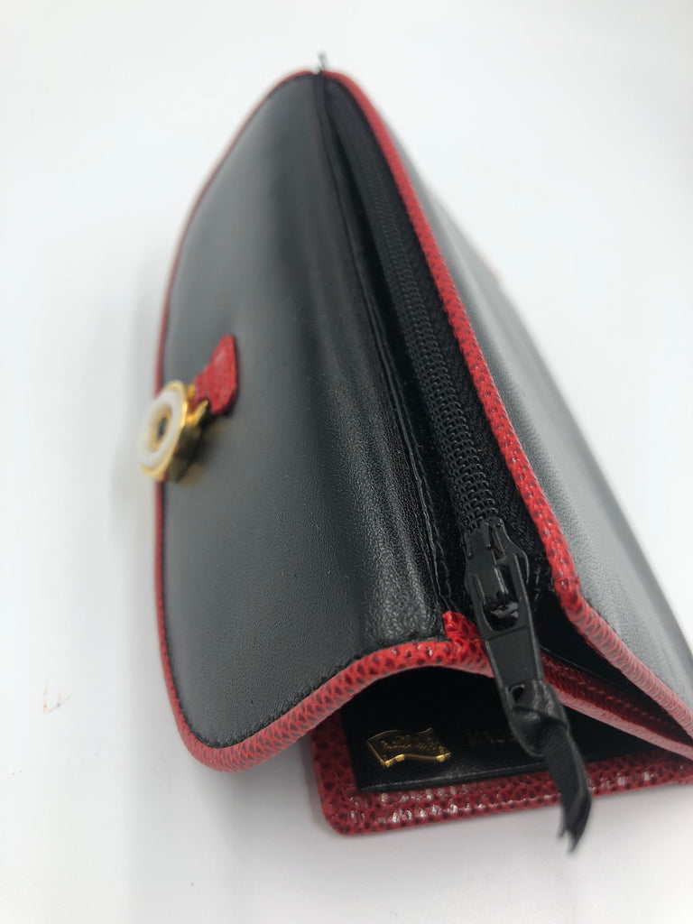Judith Lieber Black Wallet with  Red Trim