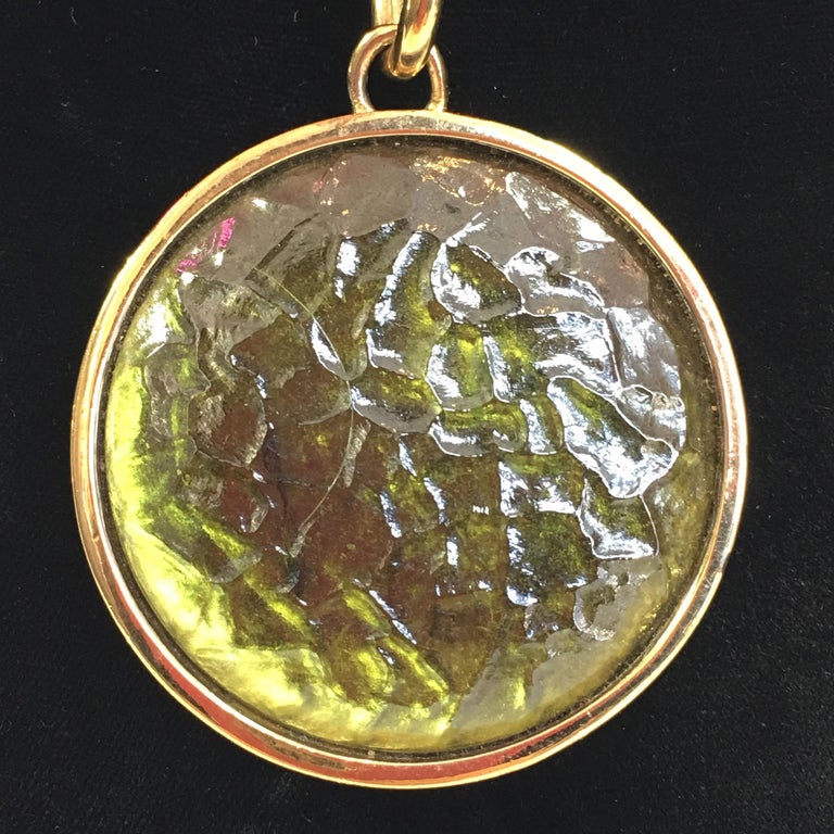 Givenchy Green Art Glass Pendant with Monet Box Chain